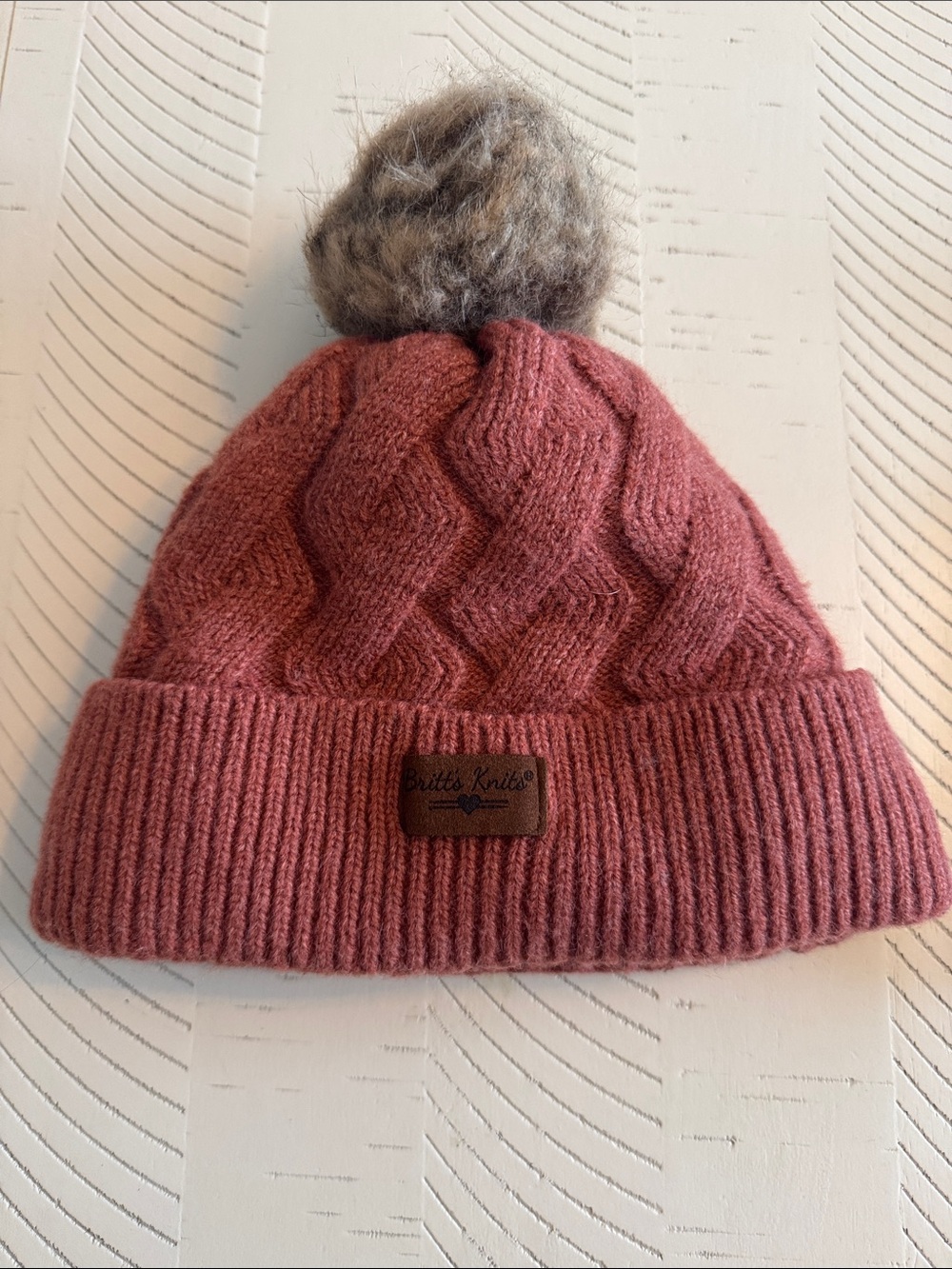 Brits Knits Ladies or Girls Pink Pom Pom Beanie S/M